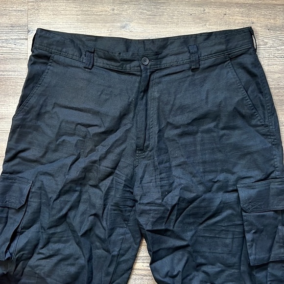 TRUST Shorts Mens W40 Black Linen Blend Cargo Pocketed Belted Button Breathable - Picture 5 of 7